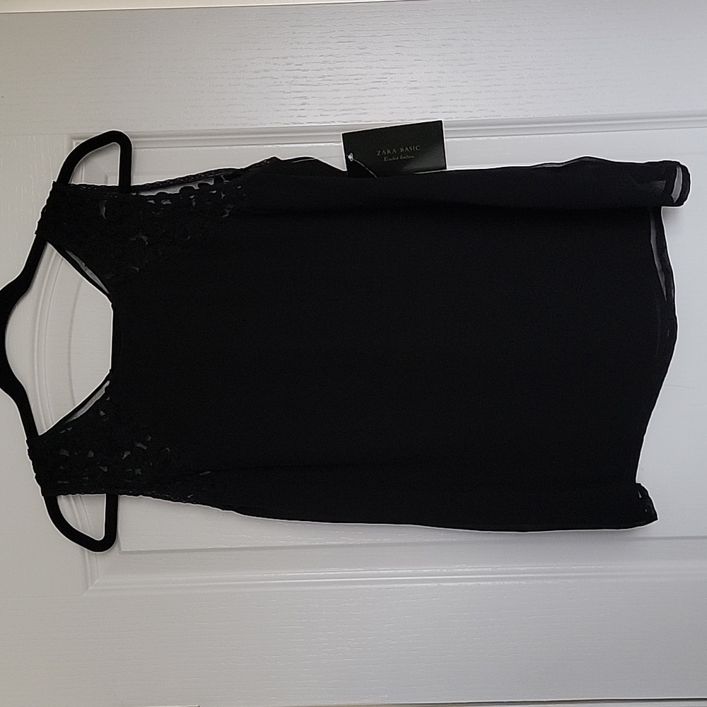 NWT Zara Sheer Top with Embroidered Detail